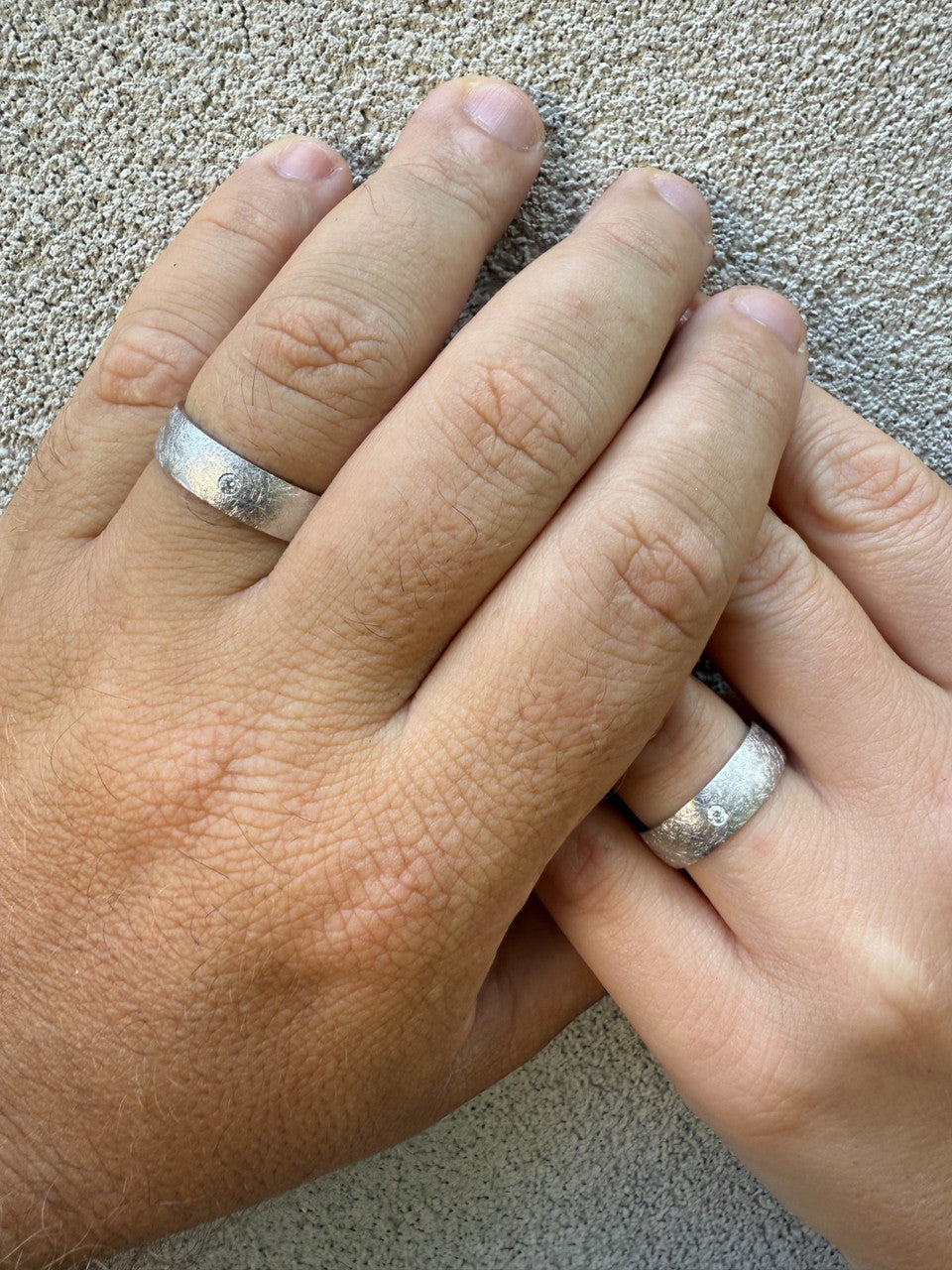Moissanite Solitaire Scraped Brushed Wedding Band Ring | 925 Silver