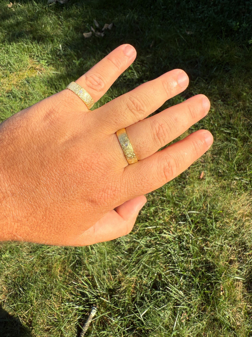 Moissanite Solitaire Scraped Brushed Wedding Band Ring | 14k Gold Vermeil 925 Silver