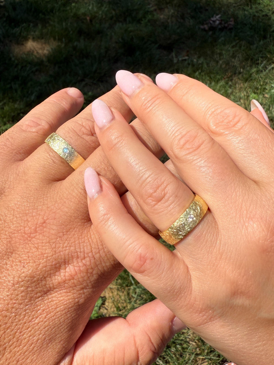 Moissanite Solitaire Scraped Brushed Wedding Band Ring | 14k Gold Vermeil 925 Silver