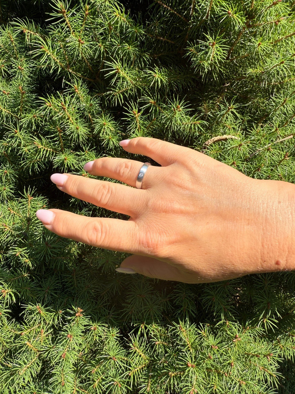 Moissanite Solitaire Matte Wedding Band Ring | 925 Silver