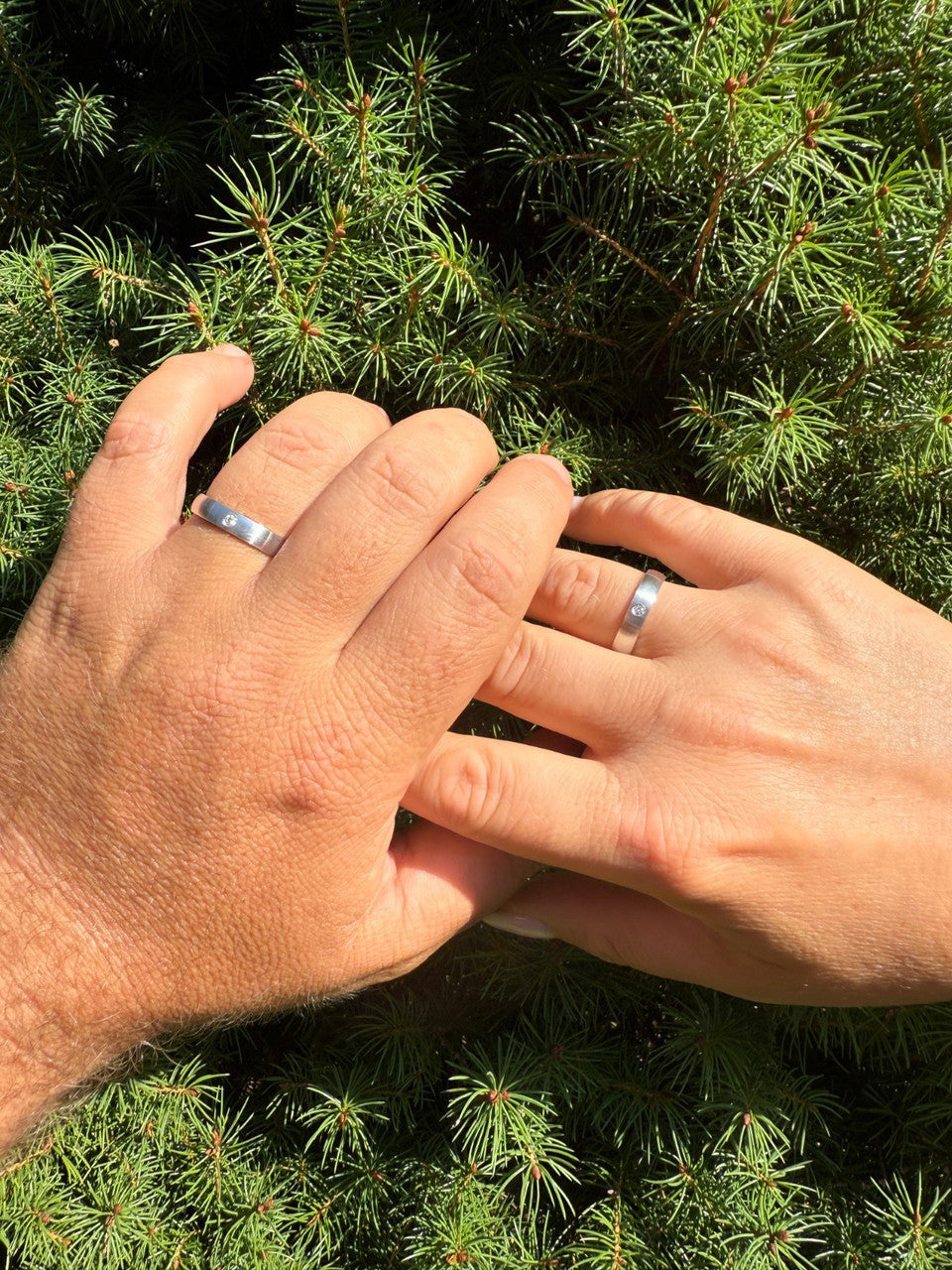 Moissanite Solitaire Matte Wedding Band Ring | 925 Silver