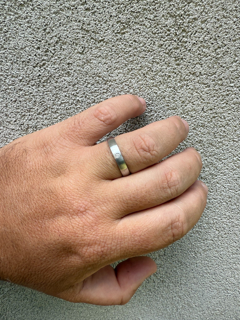 Moissanite Solitaire Matte Wedding Band Ring | 925 Silver