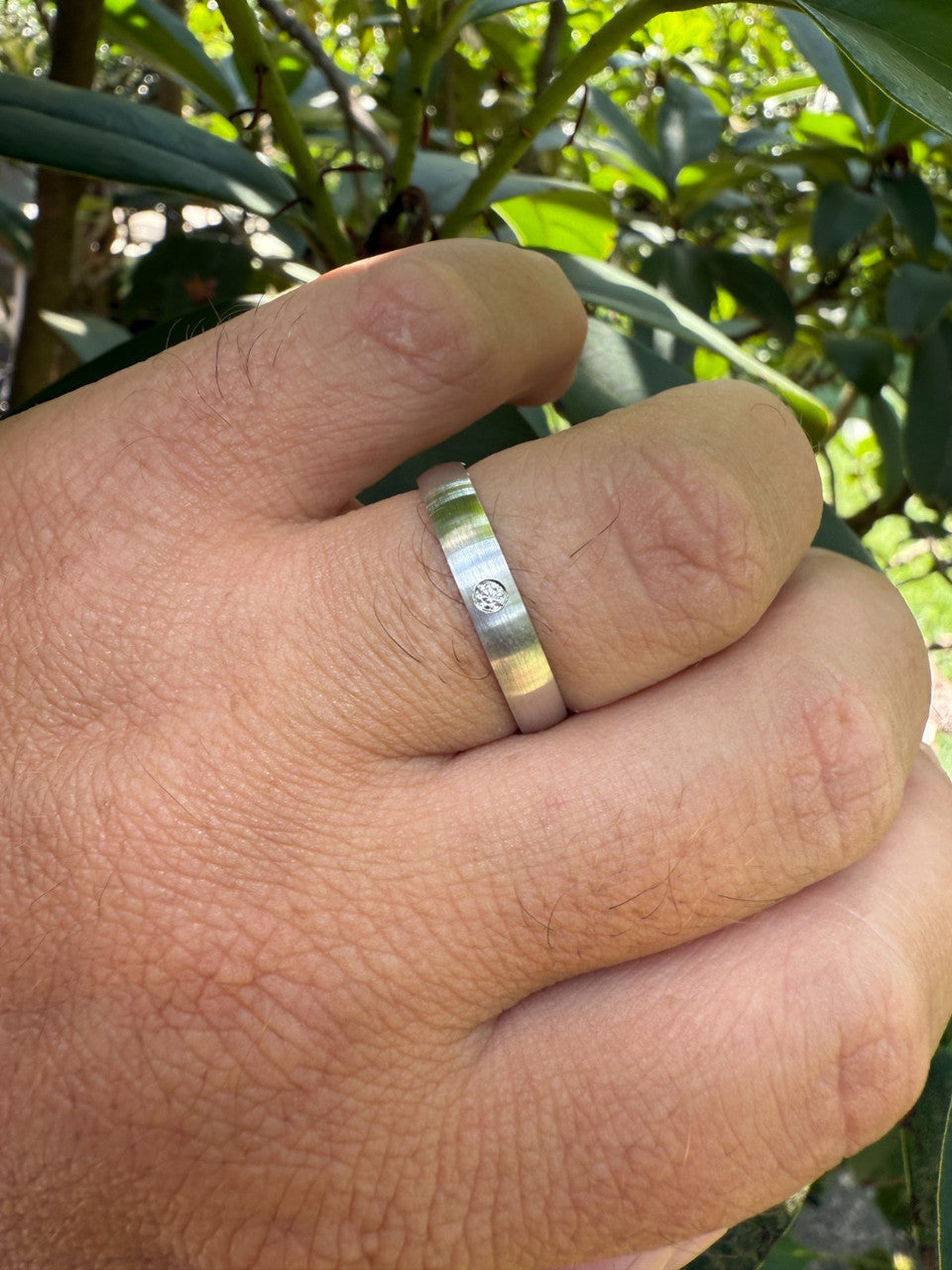 Moissanite Solitaire Matte Wedding Band Ring | 925 Silver