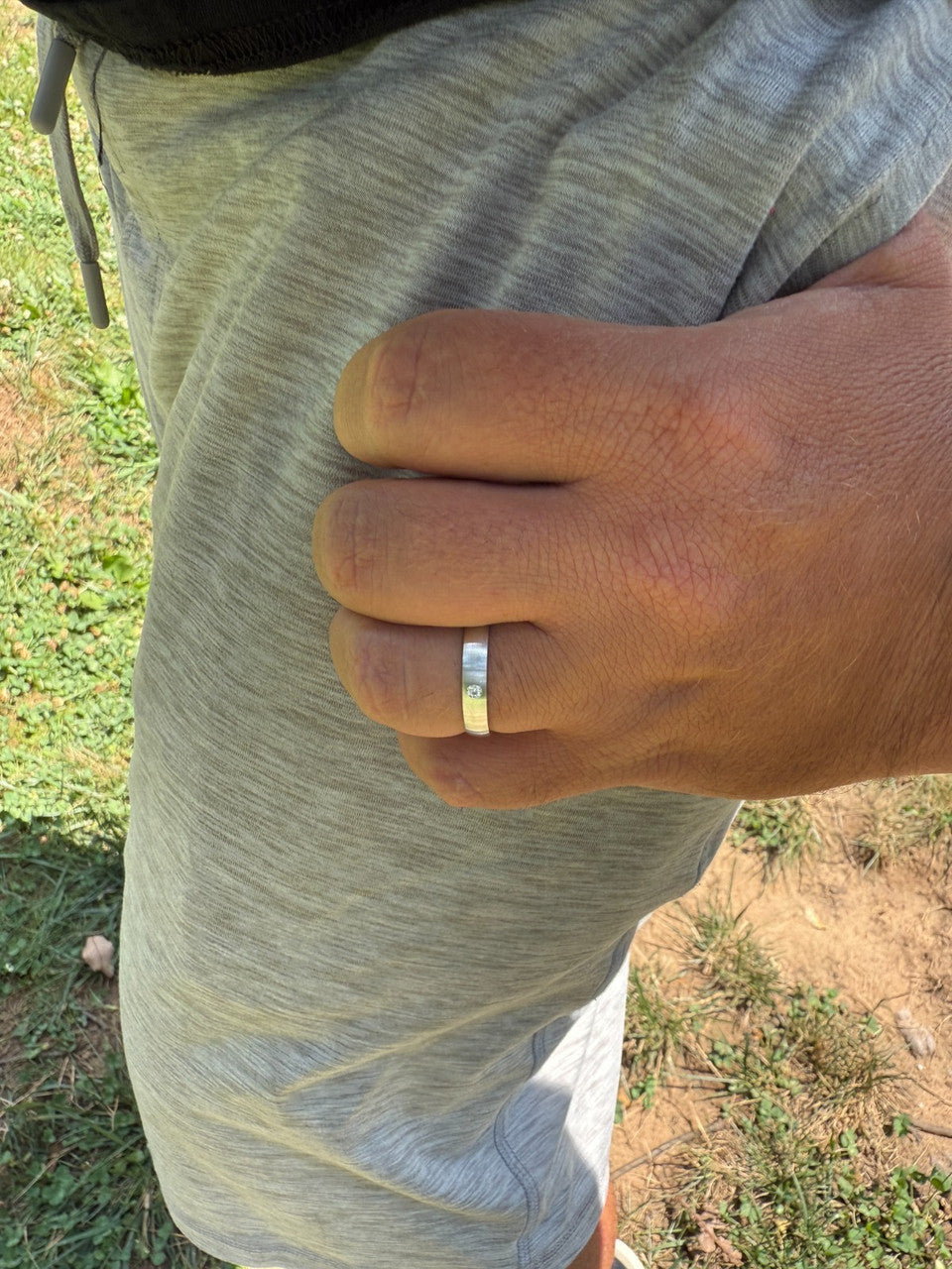 Moissanite Solitaire Matte Wedding Band Ring | 925 Silver