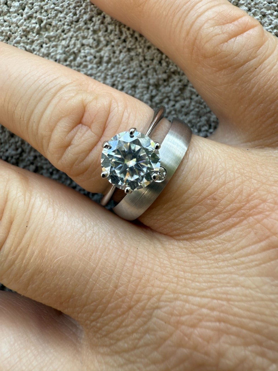 Moissanite Solitaire Matte Wedding Band Ring | 925 Silver