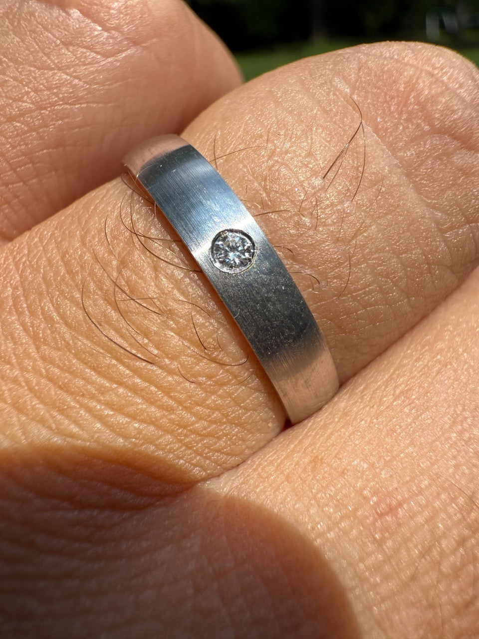 Moissanite Solitaire Matte Wedding Band Ring | 925 Silver