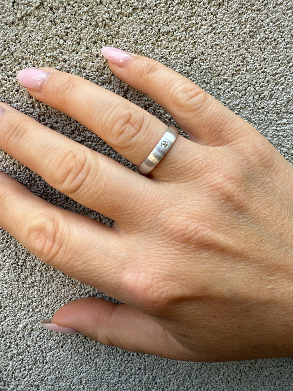 Moissanite Solitaire Matte Wedding Band Ring | 925 Silver