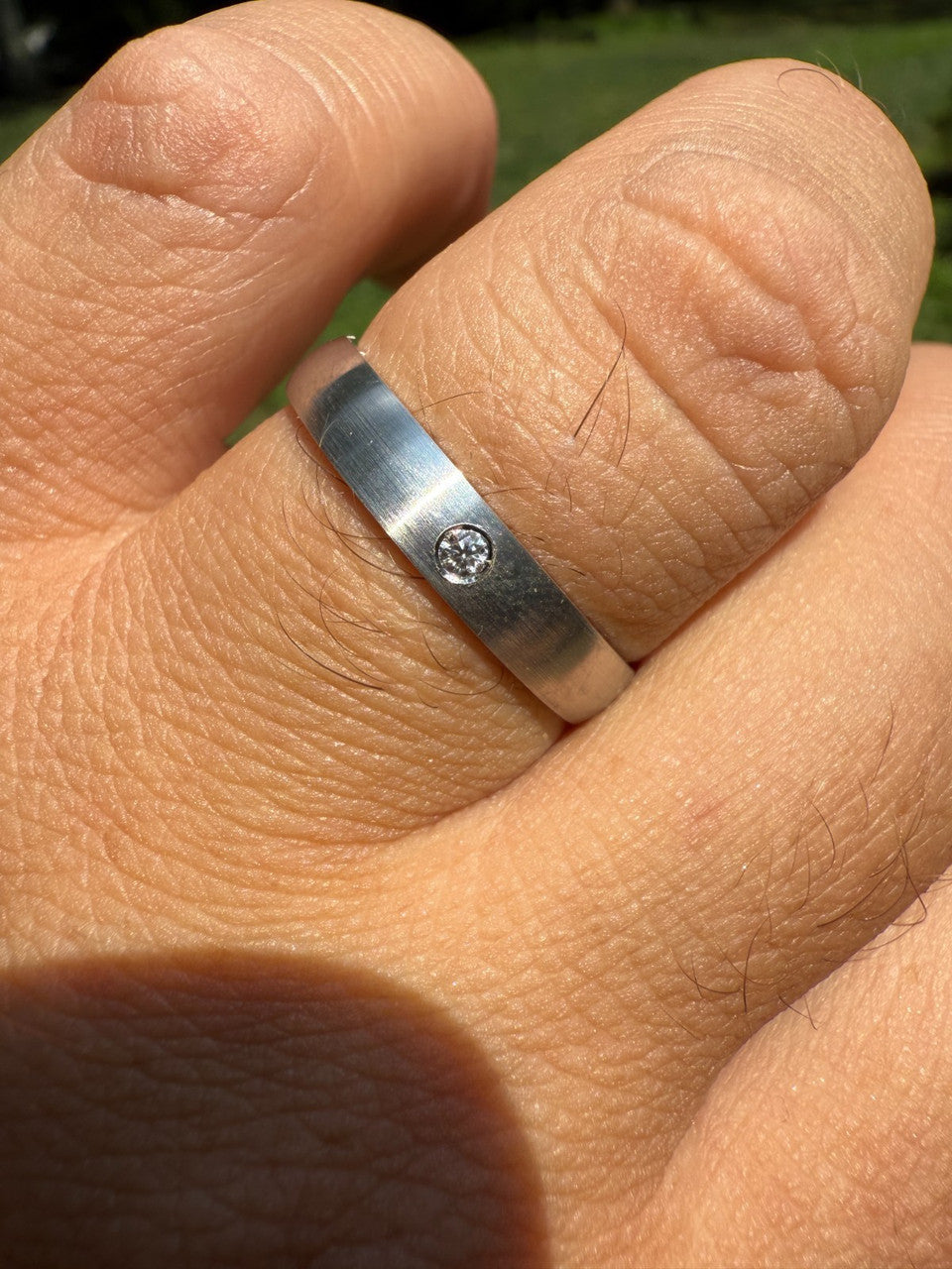 Moissanite Solitaire Matte Wedding Band Ring | 925 Silver