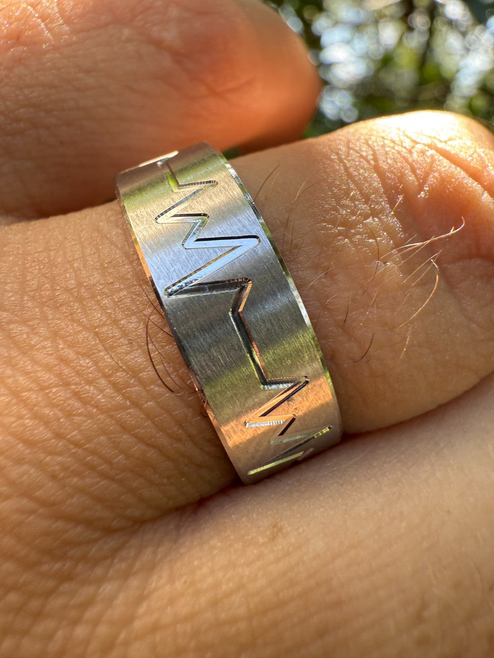 Heartbeat Pulse Wedding Band Ring | 925 Silver