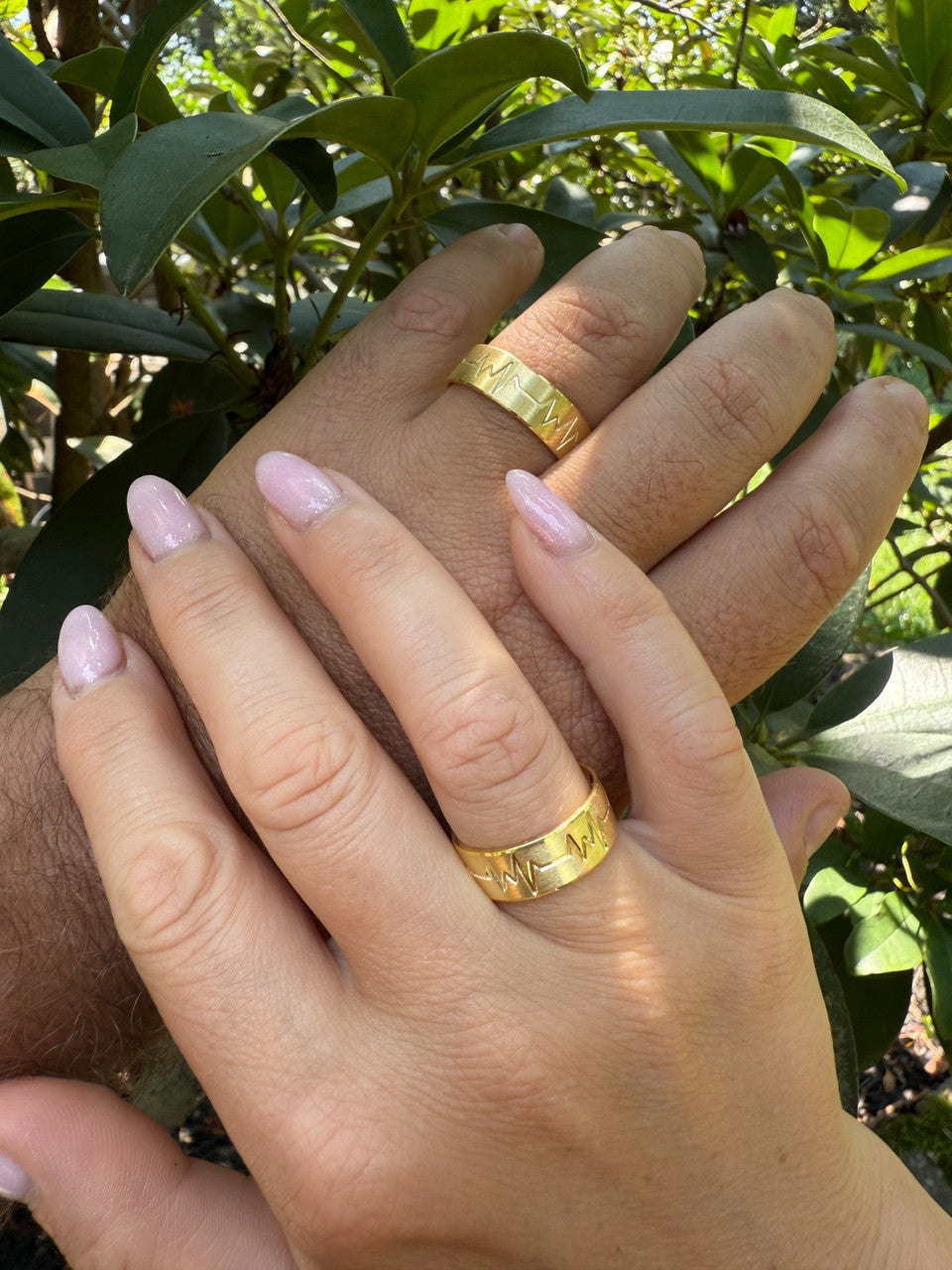 Heartbeat Pulse Wedding Band Ring | 14k Gold Vermeil 925 Silver