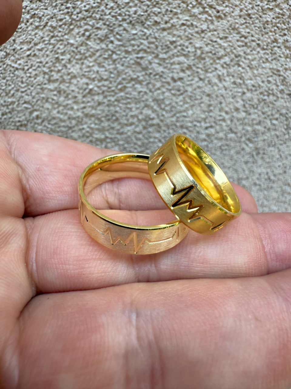 Heartbeat Pulse Wedding Band Ring | 14k Gold Vermeil 925 Silver