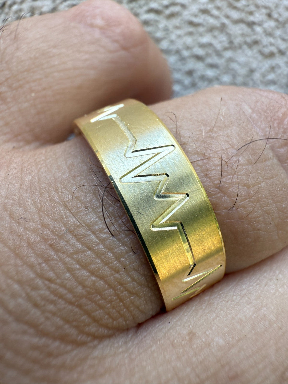 Heartbeat Pulse Wedding Band Ring | 14k Gold Vermeil 925 Silver