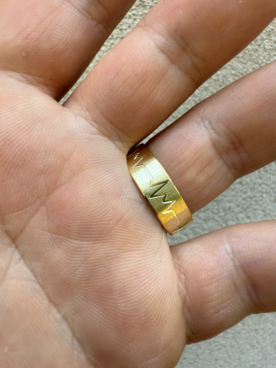 Heartbeat Pulse Wedding Band Ring | 14k Gold Vermeil 925 Silver