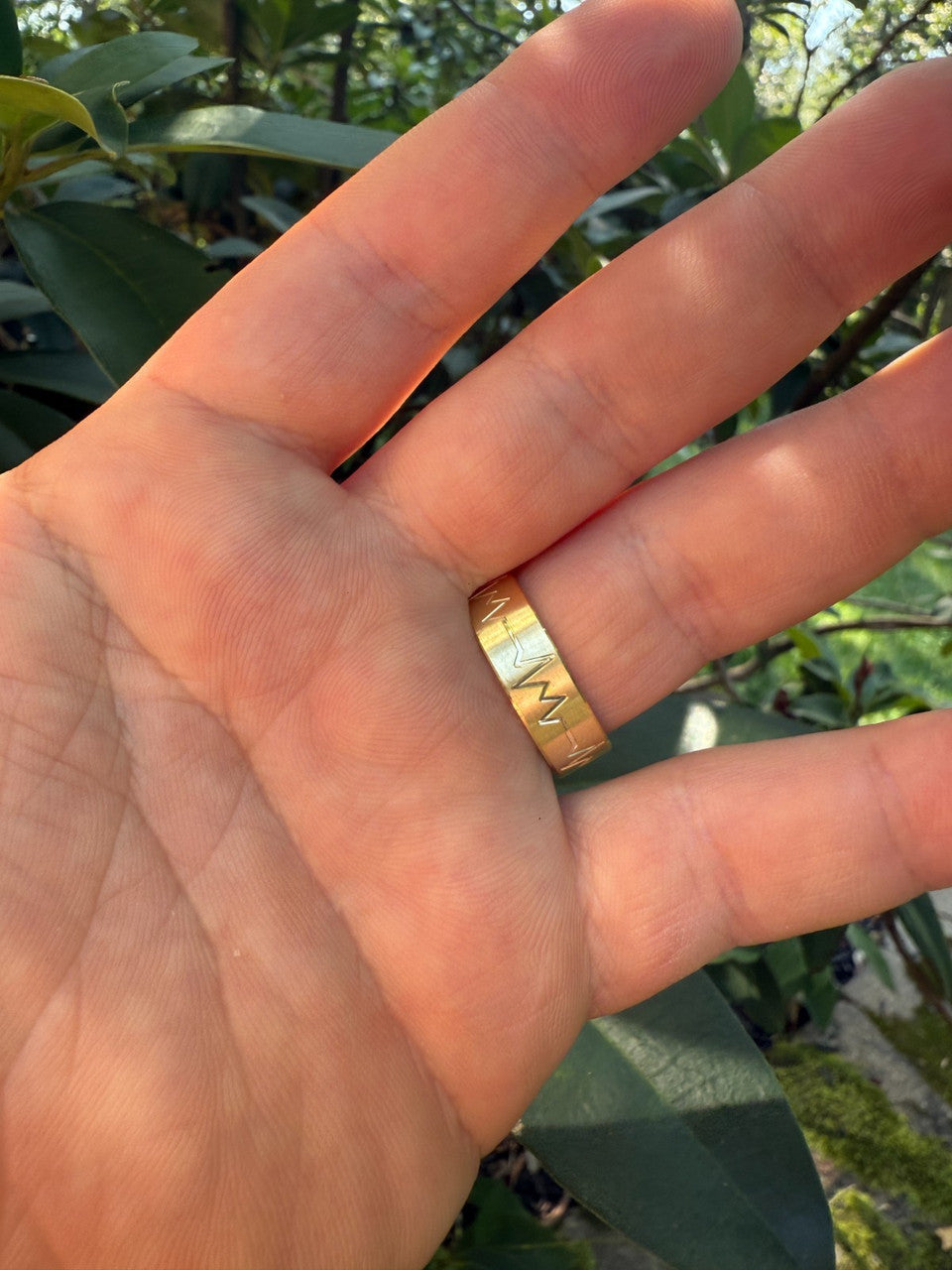 Heartbeat Pulse Wedding Band Ring | 14k Gold Vermeil 925 Silver