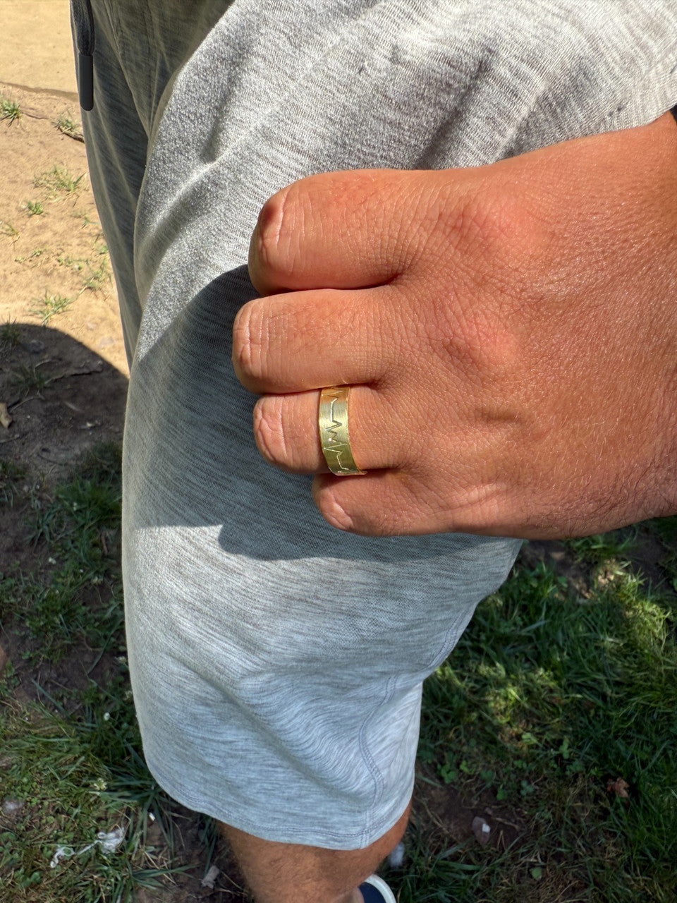 Heartbeat Pulse Wedding Band Ring | 14k Gold Vermeil 925 Silver