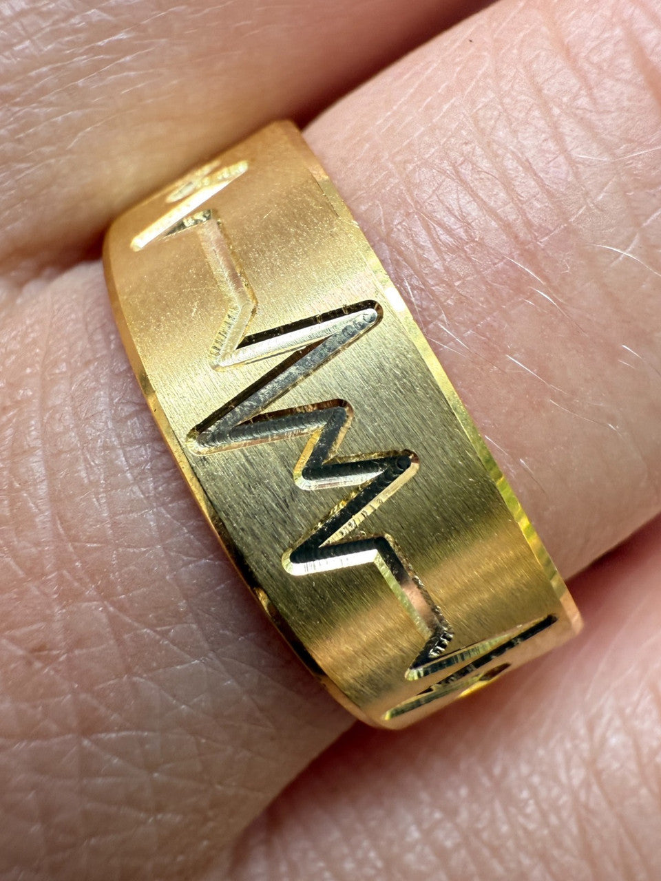 Heartbeat Pulse Wedding Band Ring | 14k Gold Vermeil 925 Silver