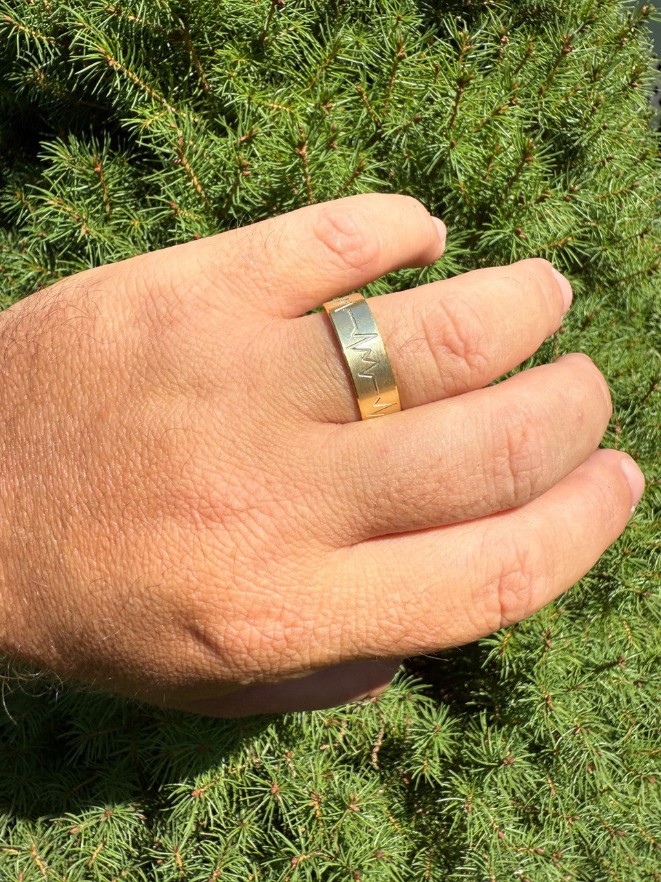 Heartbeat Pulse Wedding Band Ring | 14k Gold Vermeil 925 Silver