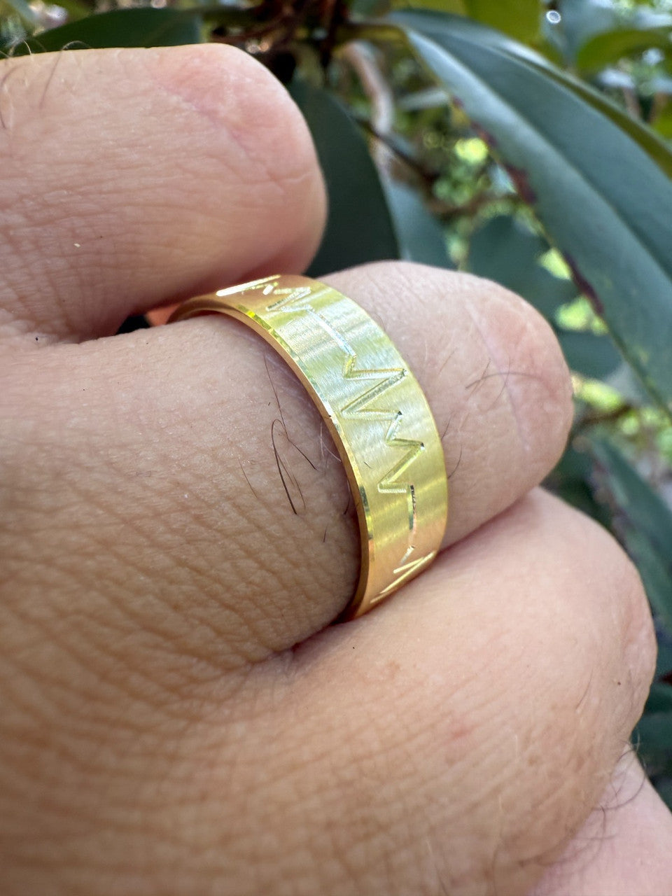 Heartbeat Pulse Wedding Band Ring | 14k Gold Vermeil 925 Silver