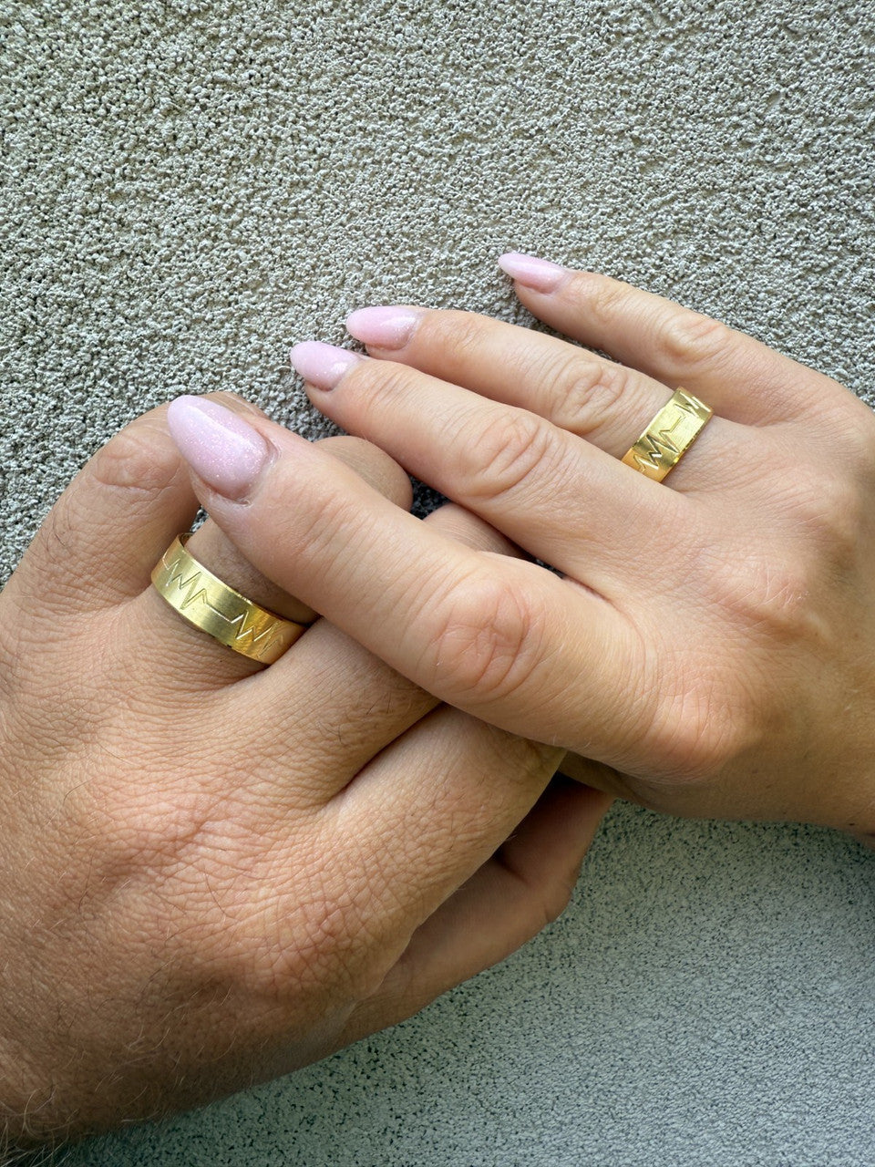 Heartbeat Pulse Wedding Band Ring | 14k Gold Vermeil 925 Silver
