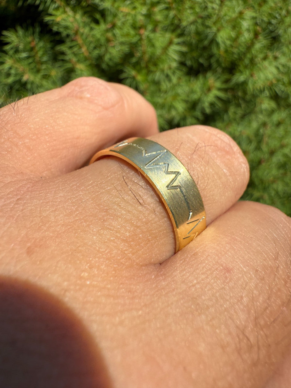 Heartbeat Pulse Wedding Band Ring | 14k Gold Vermeil 925 Silver