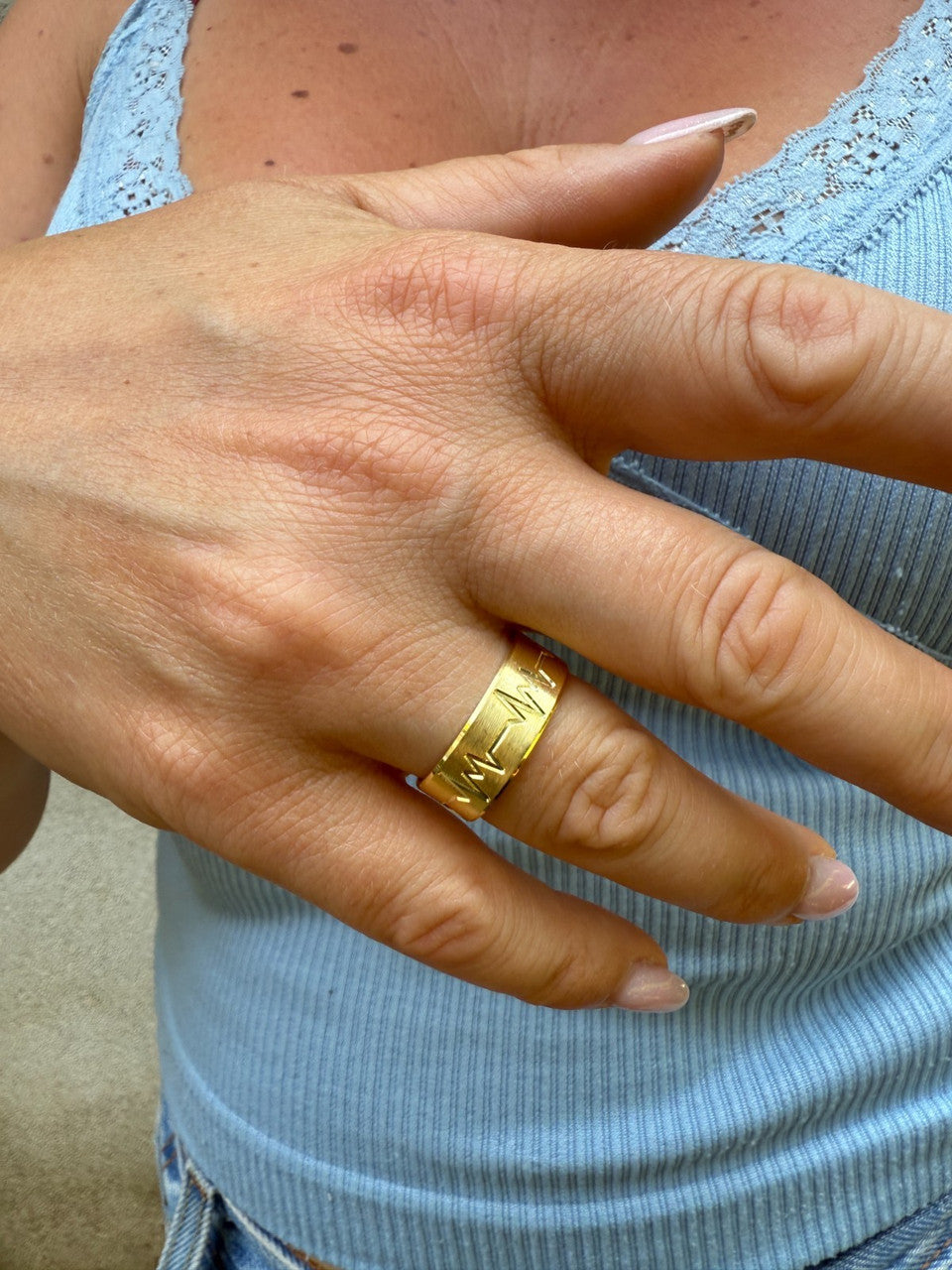 Heartbeat Pulse Wedding Band Ring | 14k Gold Vermeil 925 Silver