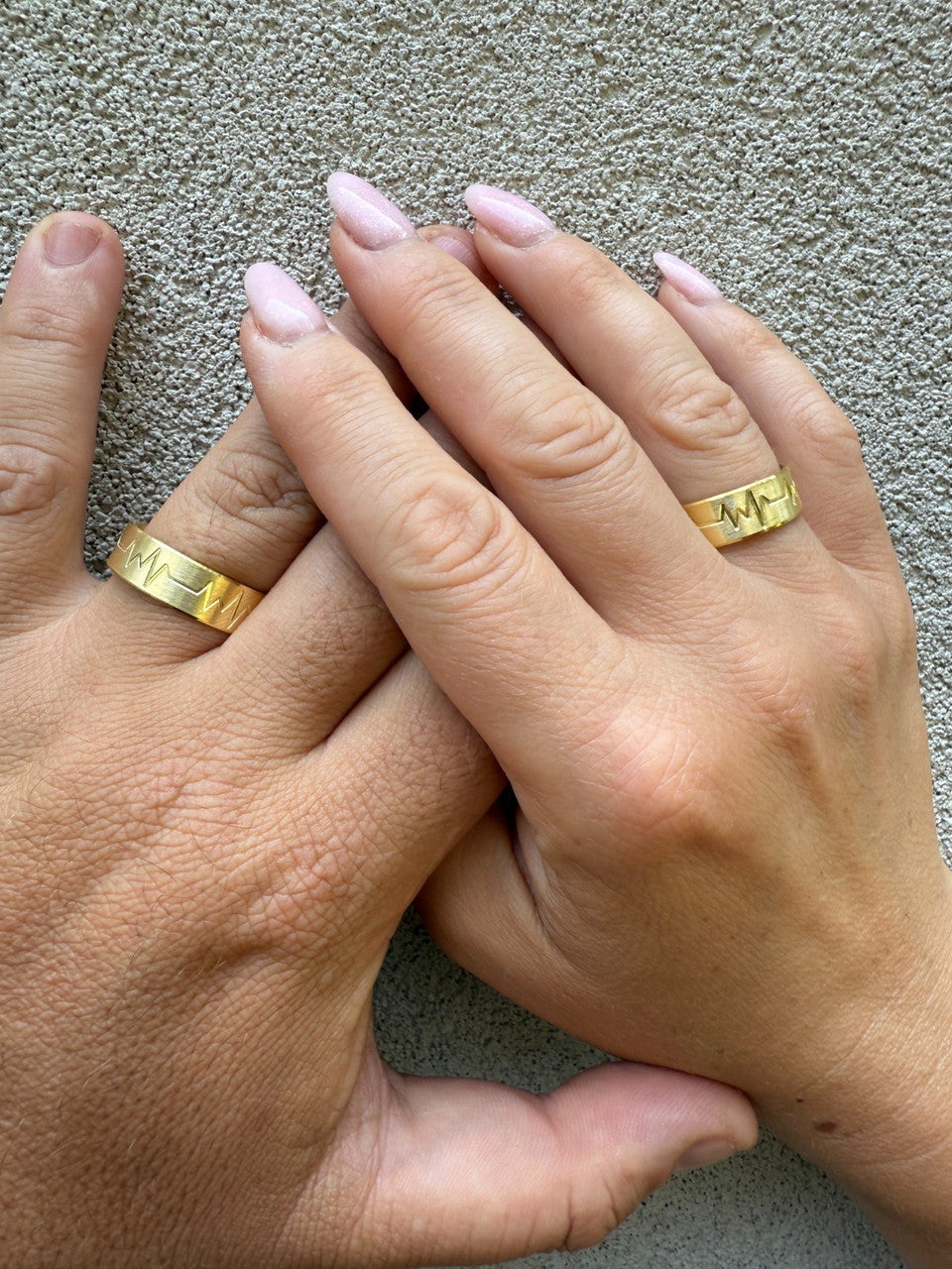 Heartbeat Pulse Wedding Band Ring | 14k Gold Vermeil 925 Silver