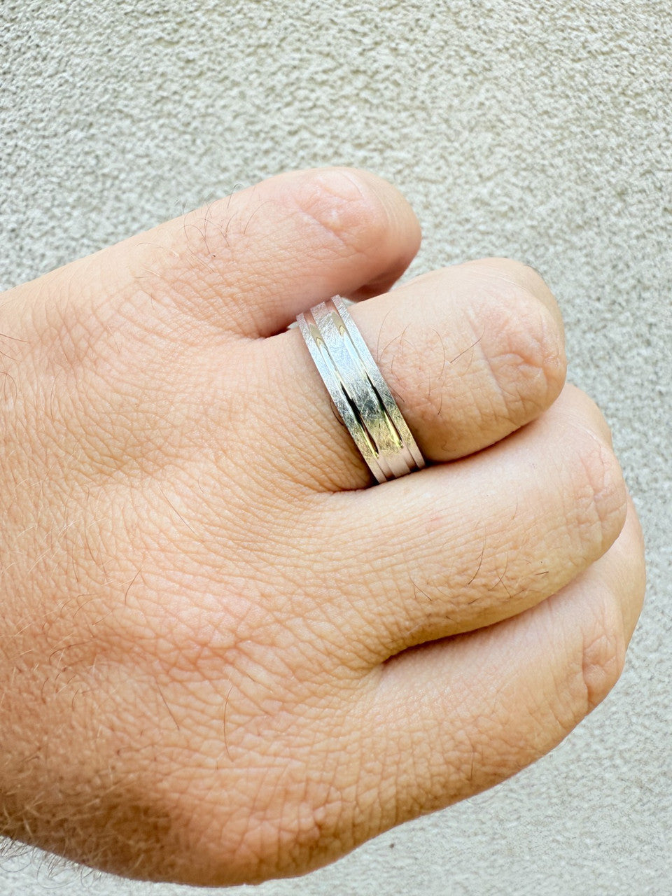 Scraped Brushed Wedding Band Ring | 925 Silver
