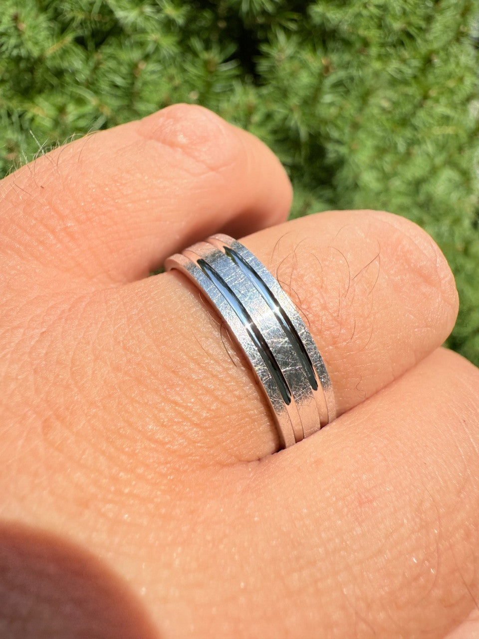 Scraped Brushed Wedding Band Ring | 925 Silver