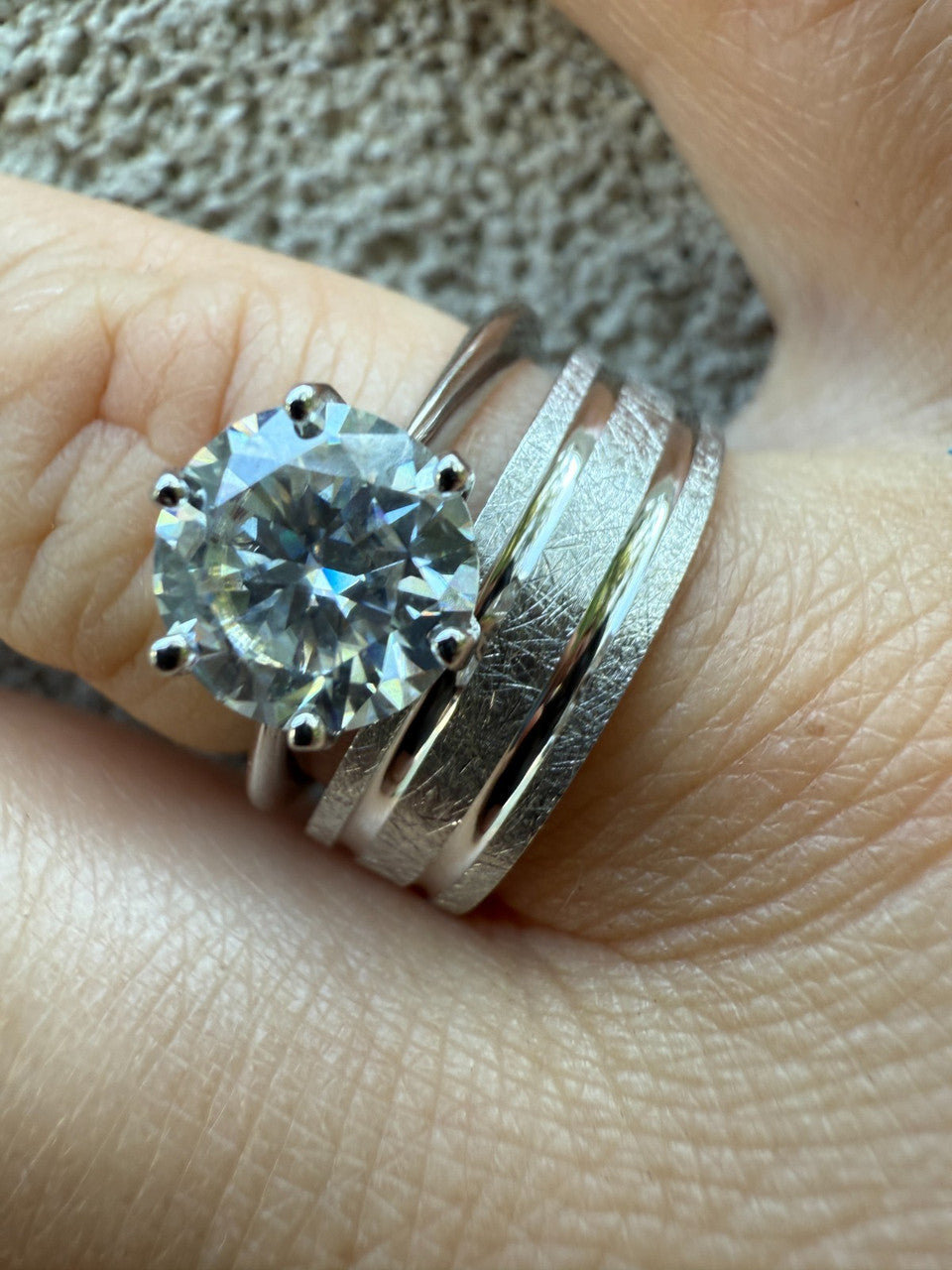 Scraped Brushed Wedding Band Ring | 925 Silver