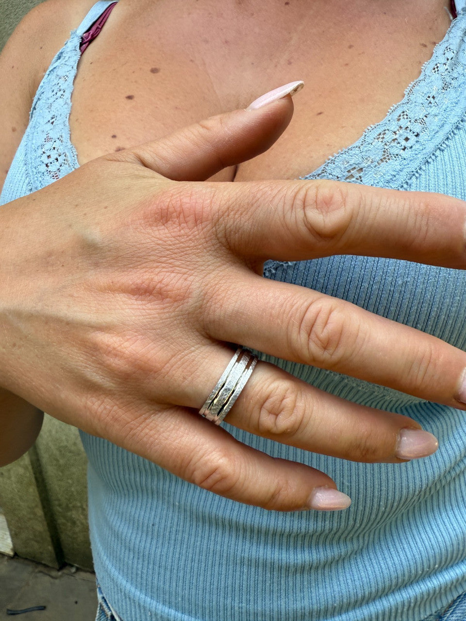 Scraped Brushed Wedding Band Ring | 925 Silver