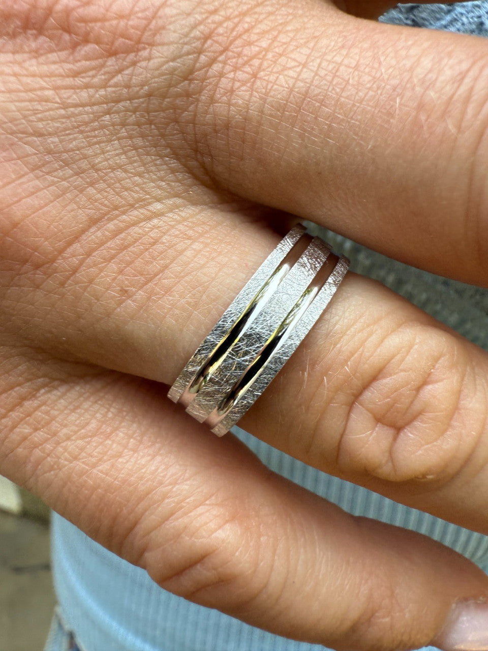 Scraped Brushed Wedding Band Ring | 925 Silver