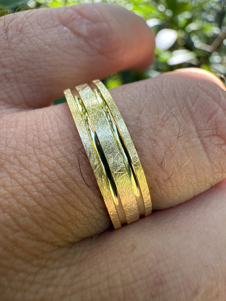 Scraped Brushed Wedding Band Ring | 14k Gold Vermeil 925 Silver