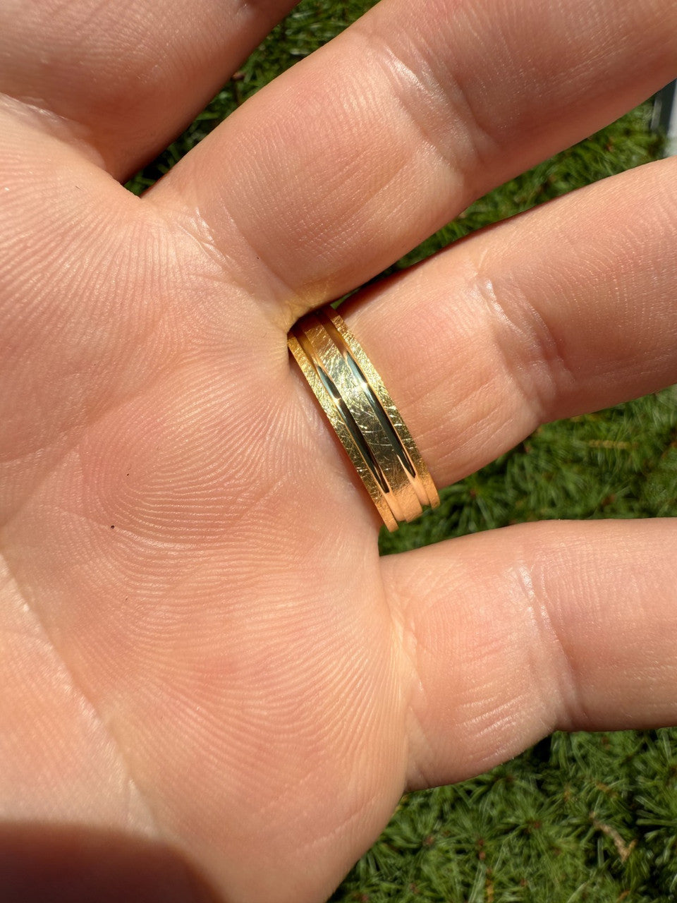 Scraped Brushed Wedding Band Ring | 14k Gold Vermeil 925 Silver