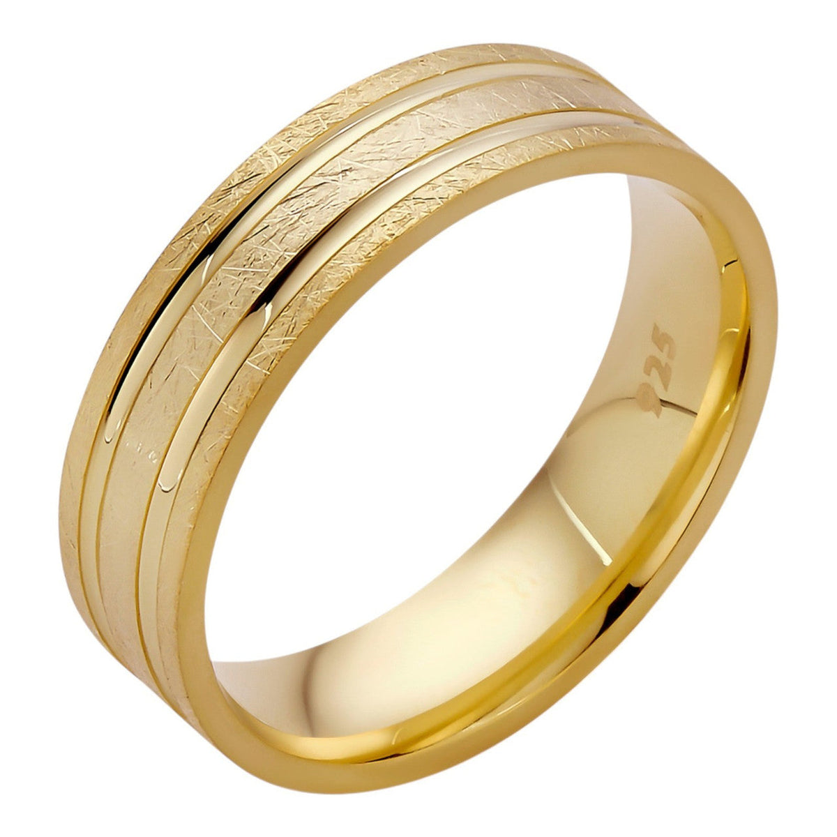 Scraped Brushed Wedding Band Ring | 14k Gold Vermeil 925 Silver