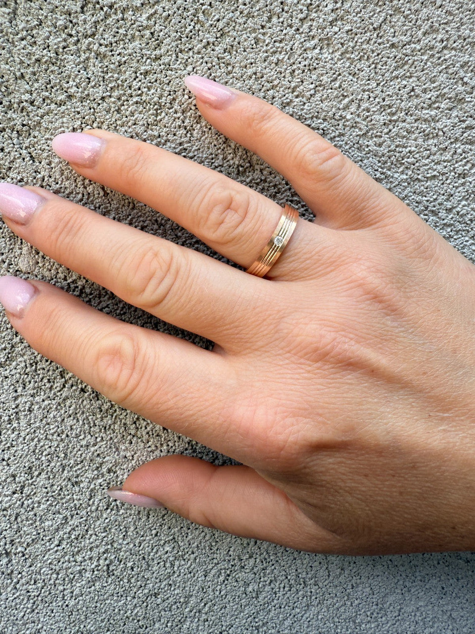 Moissanite Solitaire Wedding Band Ring | 14k Rose Gold Vermeil 925 Silver