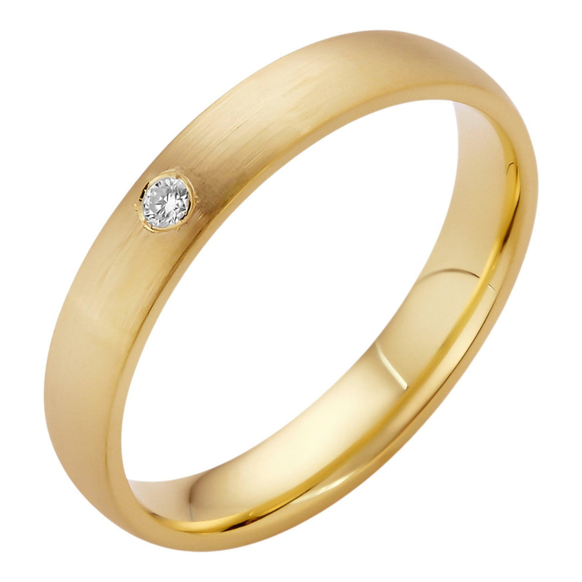 Moissanite Solitaire Matte Wedding Band Ring | 14k Gold Vermeil 925 Silver