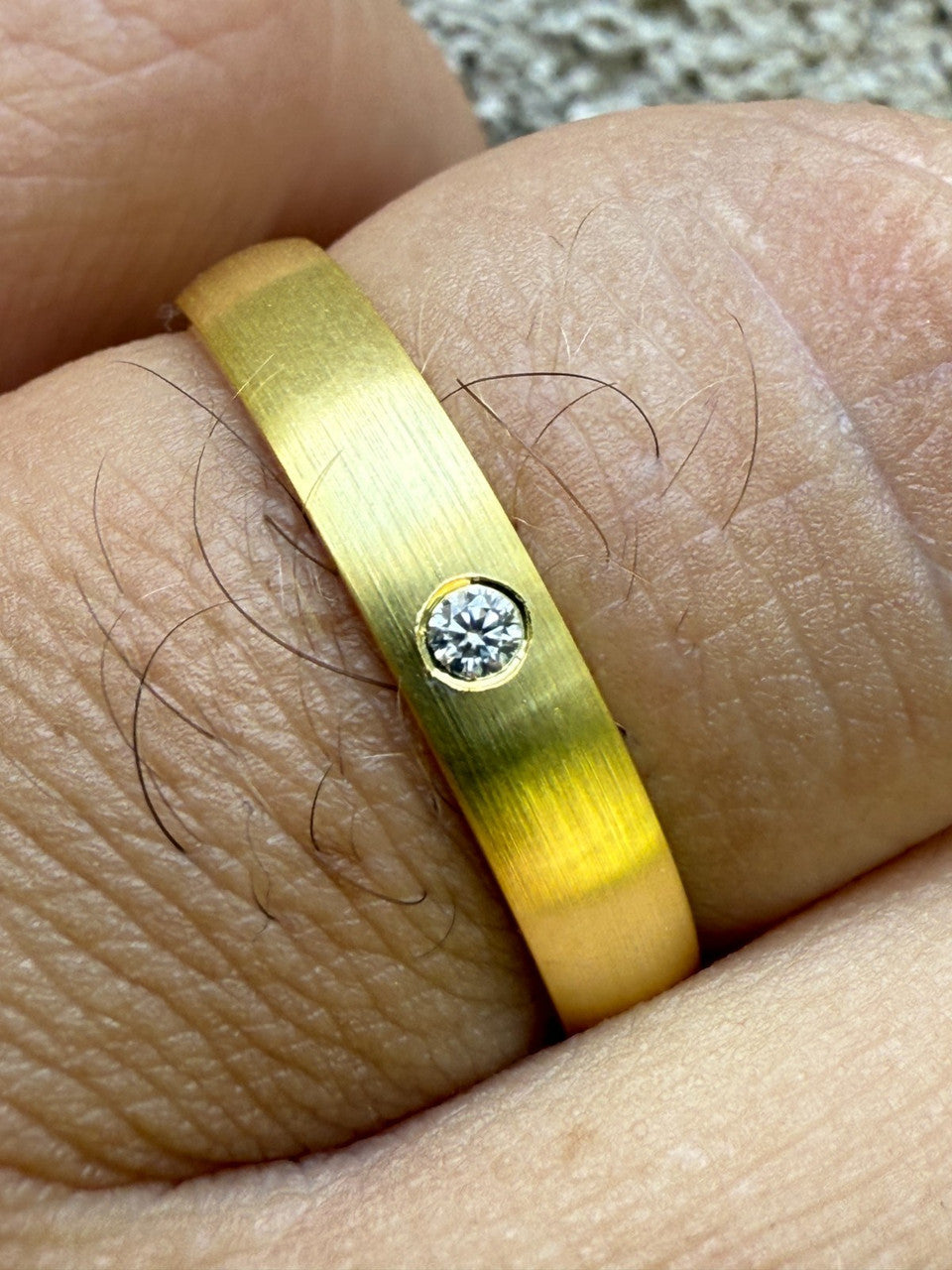 Moissanite Solitaire Matte Wedding Band Ring | 14k Gold Vermeil 925 Silver