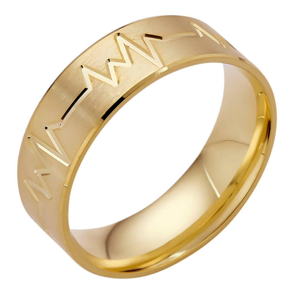 Heartbeat Pulse Wedding Band Ring | 14k Gold Vermeil 925 Silver