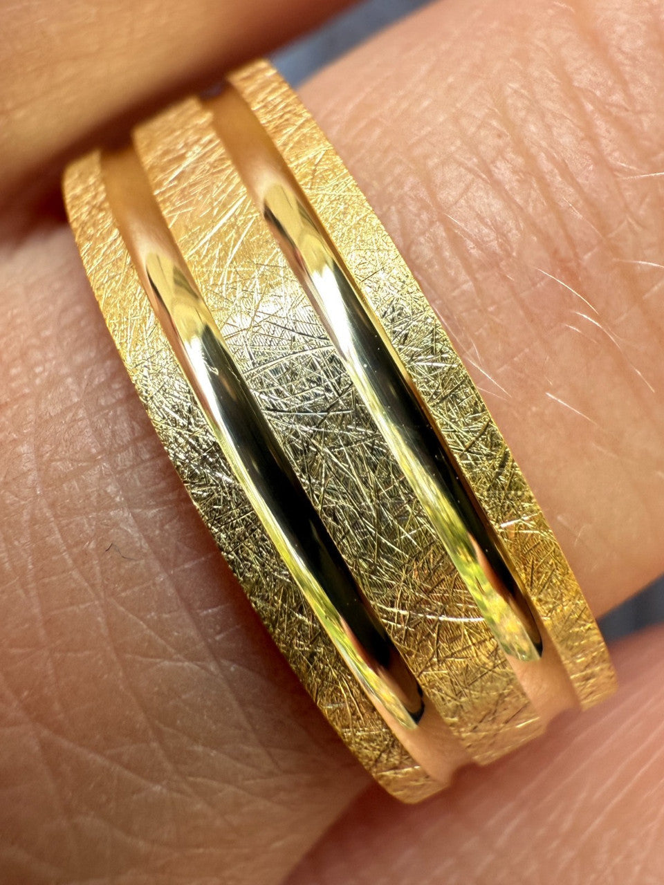 Scraped Brushed Wedding Band Ring | 14k Gold Vermeil 925 Silver