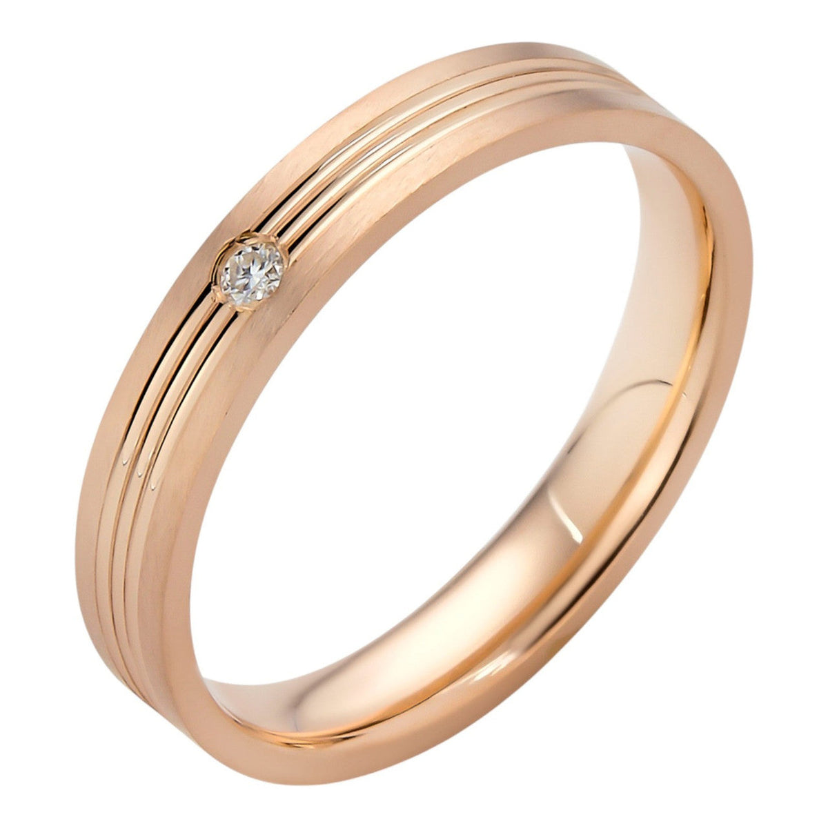 Moissanite Solitaire Wedding Band Ring | 14k Rose Gold Vermeil 925 Silver