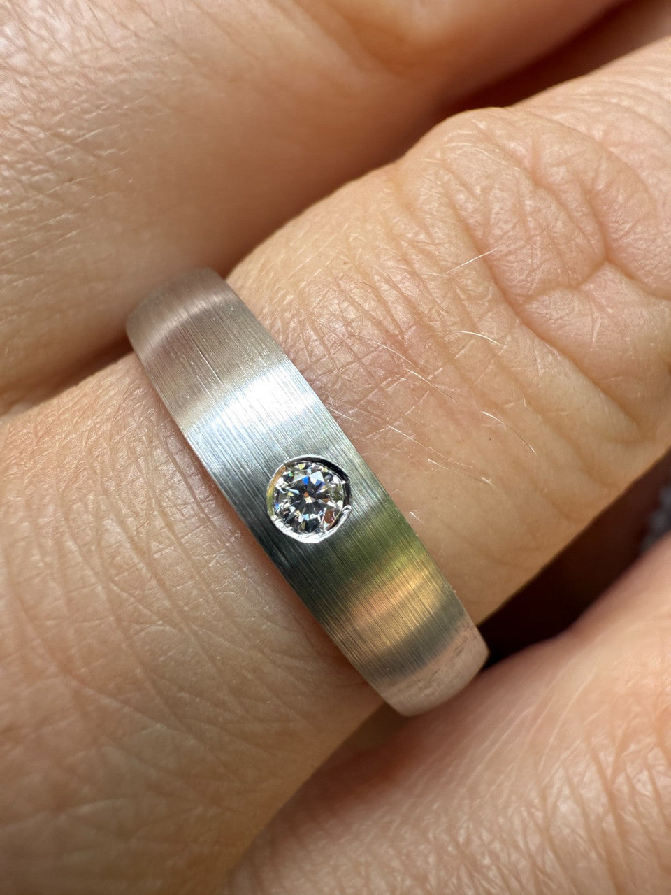 Moissanite Solitaire Matte Wedding Band Ring | 925 Silver