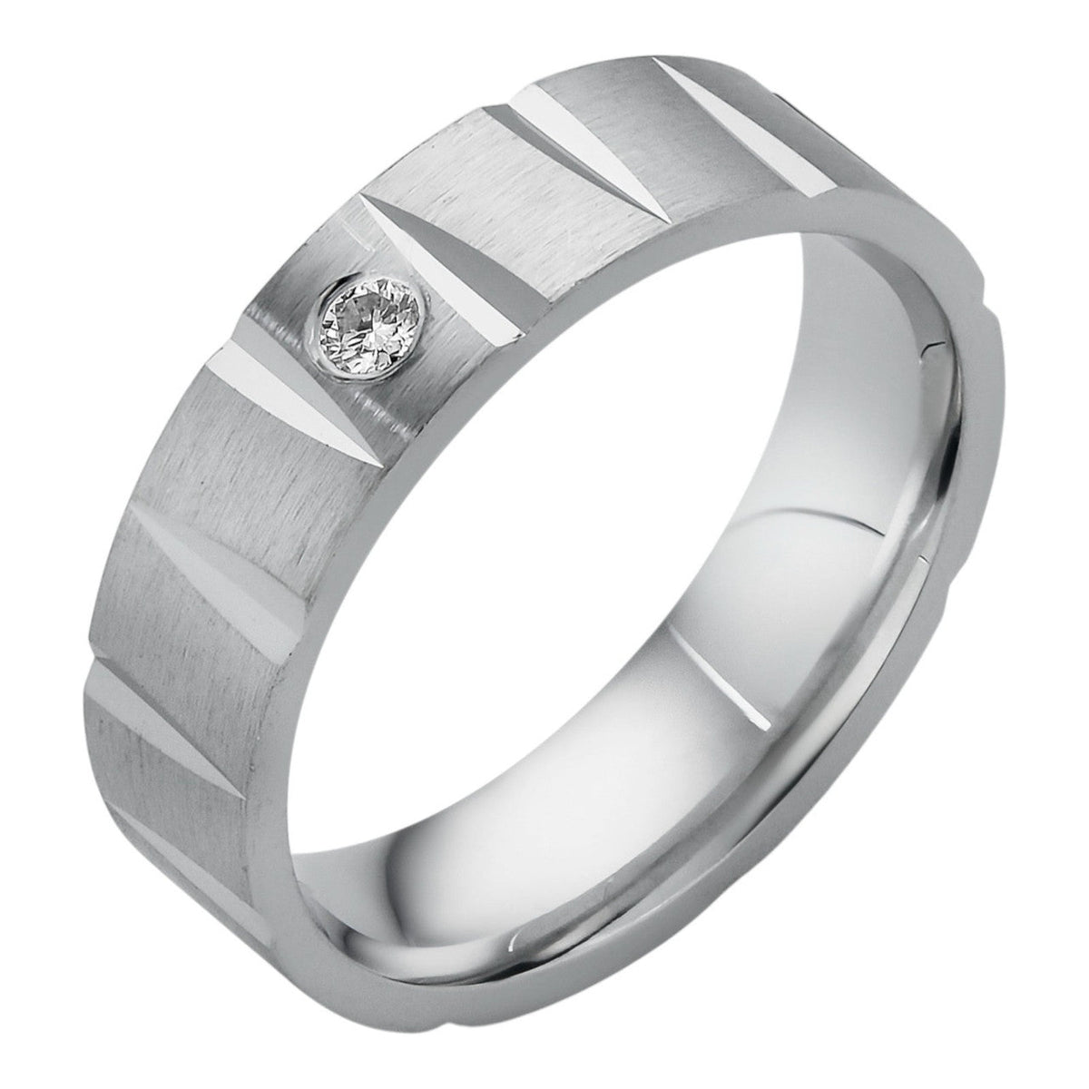 Moissanite Solitaire Diamond Cut Wedding Band Ring | 925 Silver