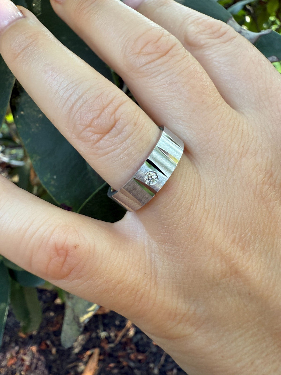 Moissanite Solitaire Diamond Cut Wedding Band Ring | 925 Silver