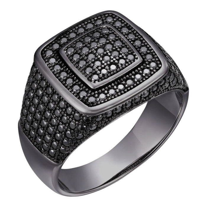 Black Moissanite Everyday Classic Square Ring | Black Rhodium Over 925 Silver