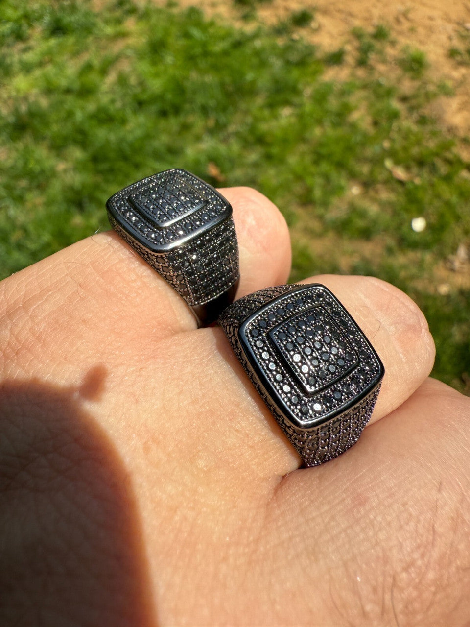 Black Moissanite Everyday Classic Square Ring | Black Rhodium Over 925 Silver