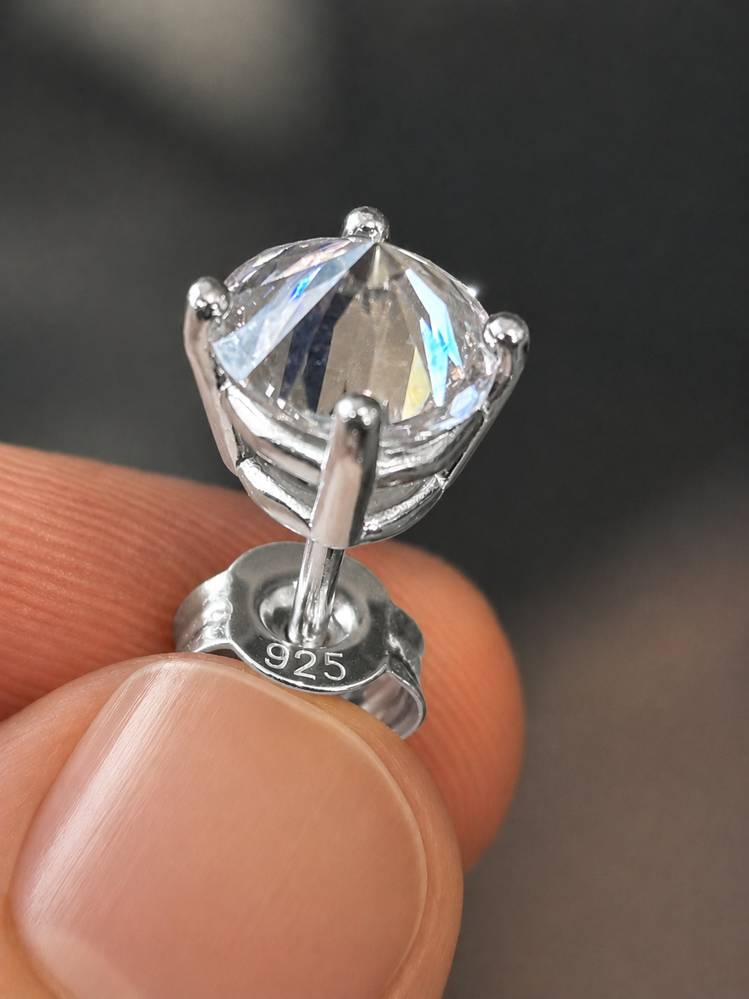 Moissanite Upside Down Reverse Set Pushback Stud Earrings | 925 Silver