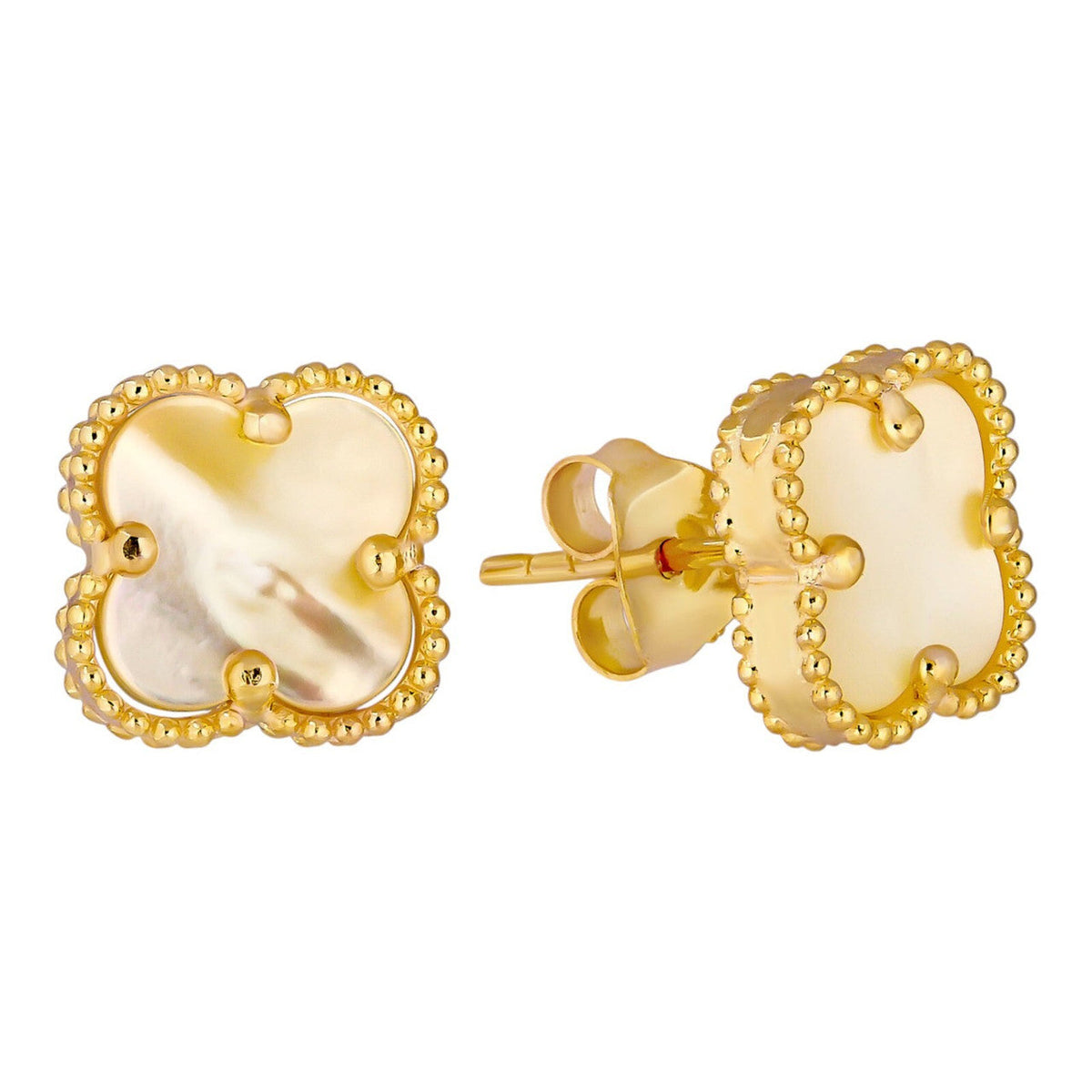Mother Of Pearl Clover Earrings | 14k Gold Vermeil 925 Silver