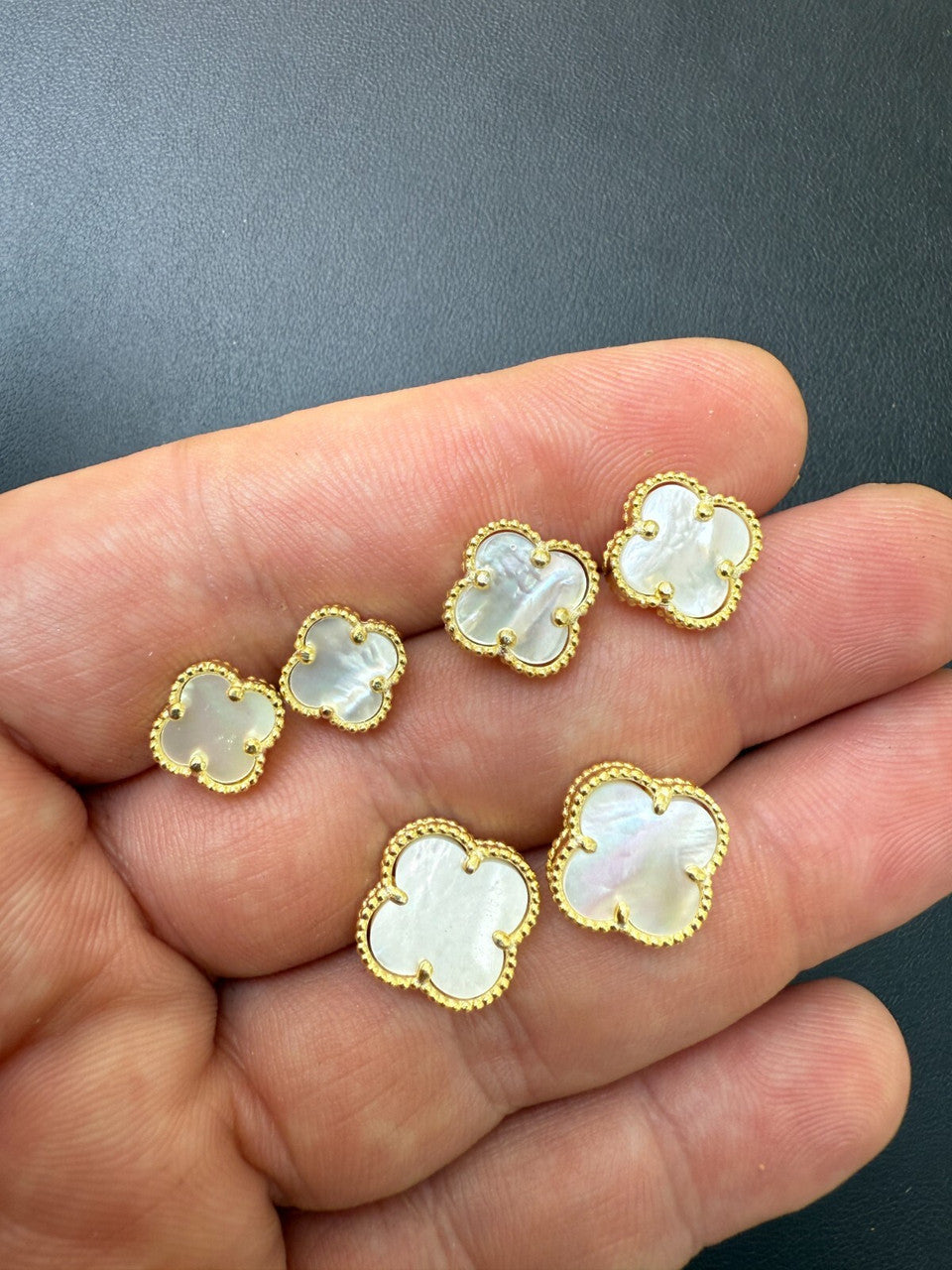 Mother Of Pearl Clover Earrings | 14k Gold Vermeil 925 Silver