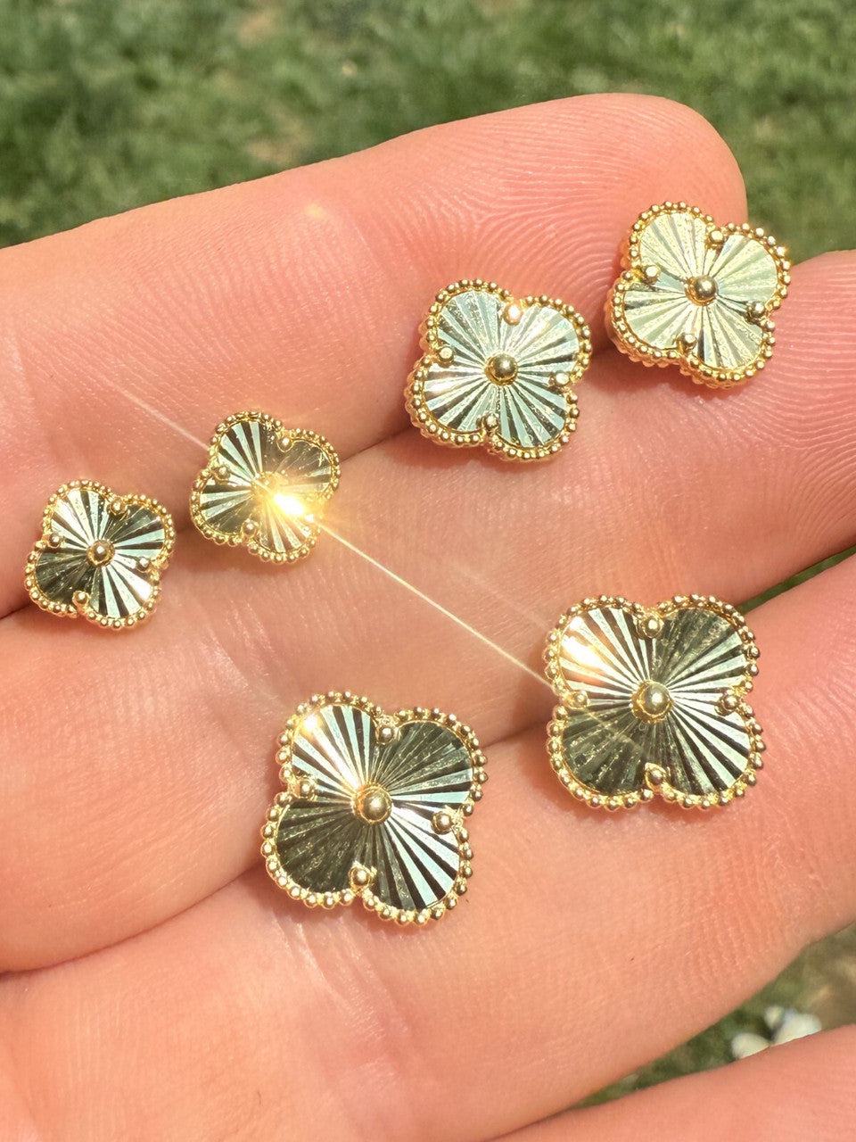 Diamond Cut Clover Earrings | 14k Gold Vermeil 925 Silver