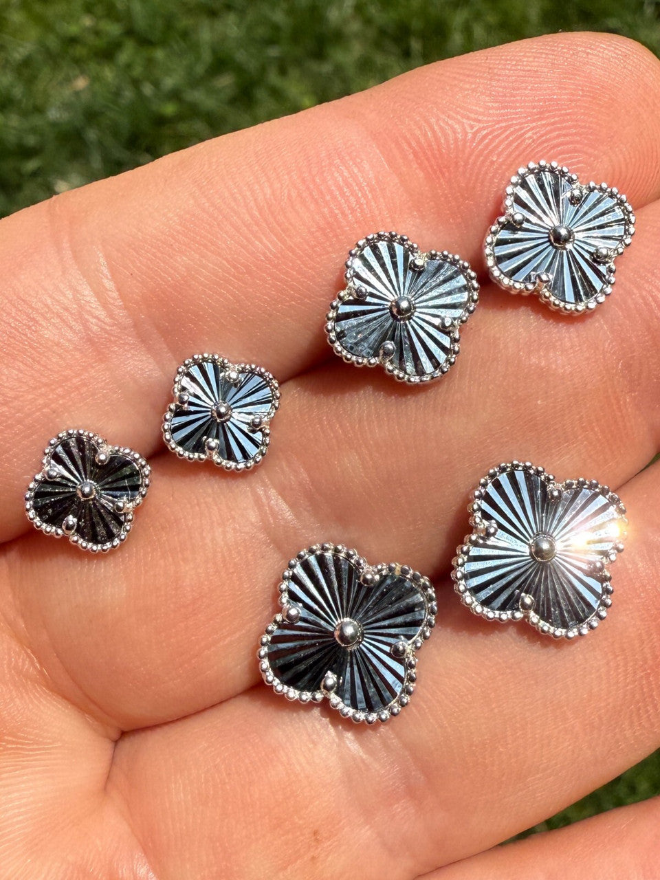 Diamond Cut Clover Earrings | 925 Silver